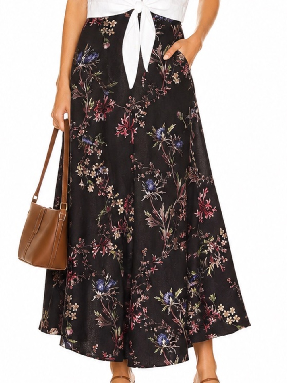 H&M Black Maxi Skirt with Pink & Blue Floral Print - Picture 7 of 7